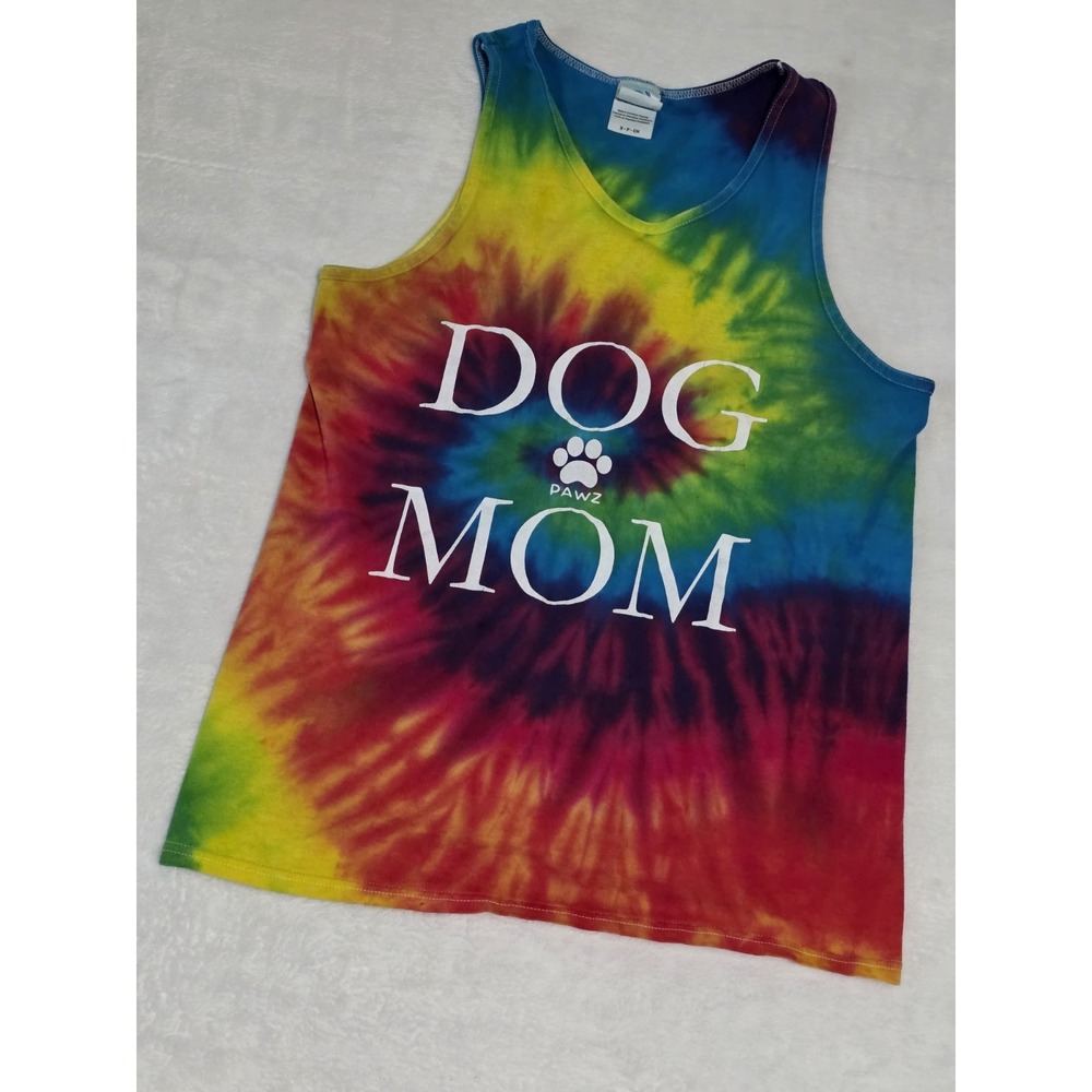 PAWZ Saves the Dogs Womens Small Dog Mom Tie Dye Racerback Sleeveless Tank Top